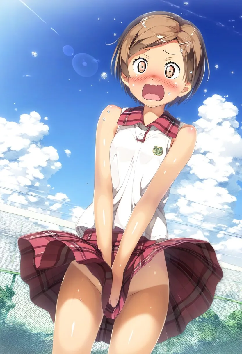 ノーパンテニスをさせられる茶髪元気女子