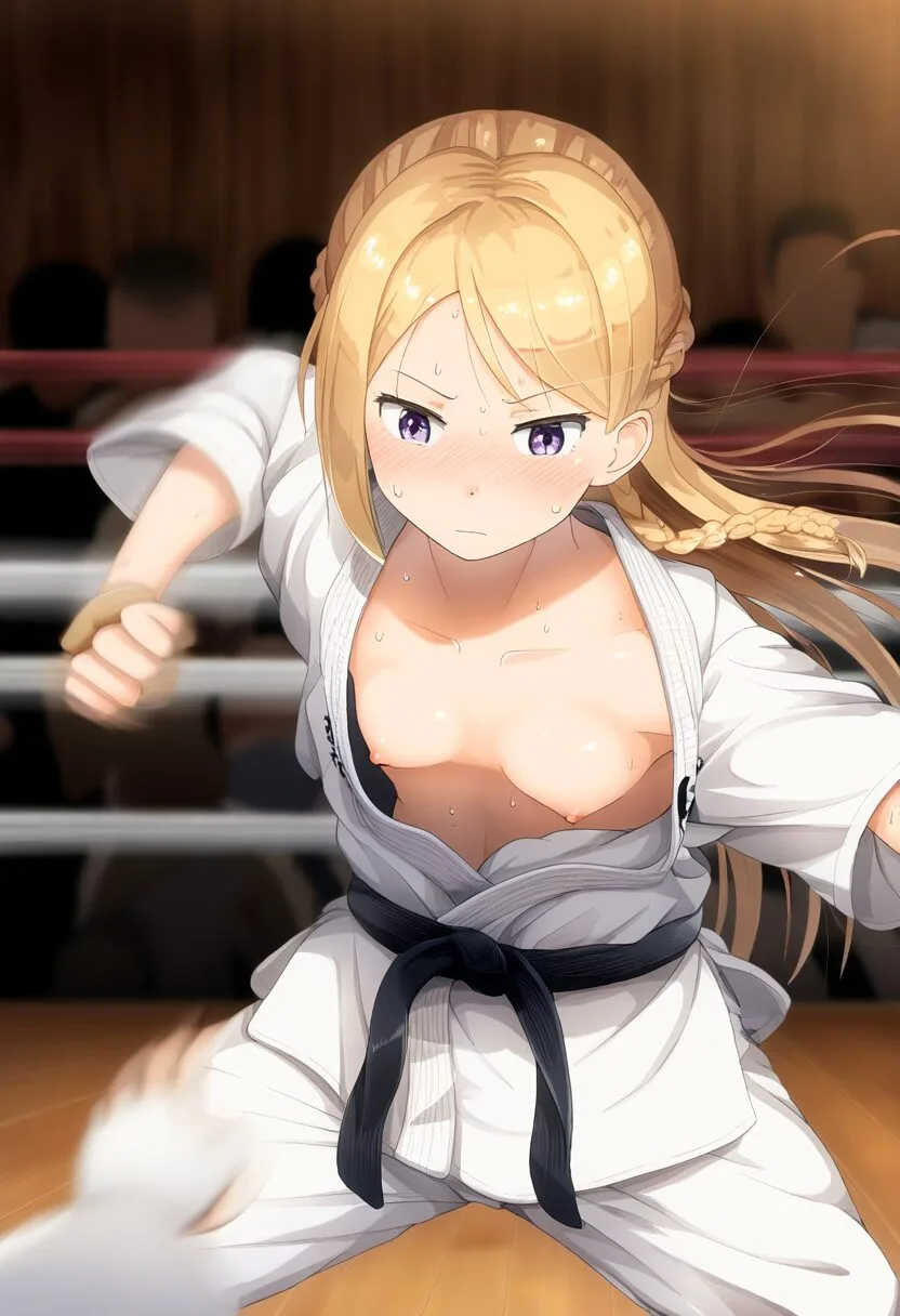 柔道中に乳首チラリするパツキン女子-1