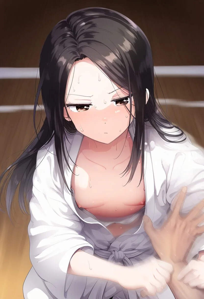祈守ゆずはと柔道中に胸ちら-1