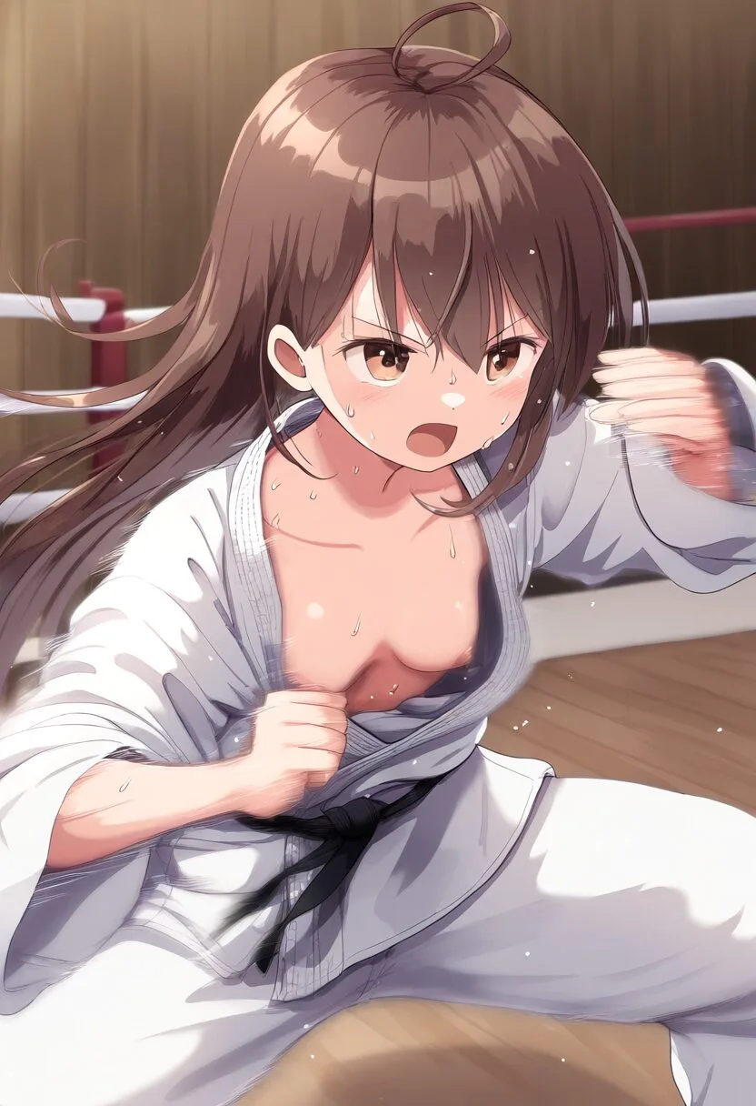 優しいお姉さんと柔道中に胸ちら-1