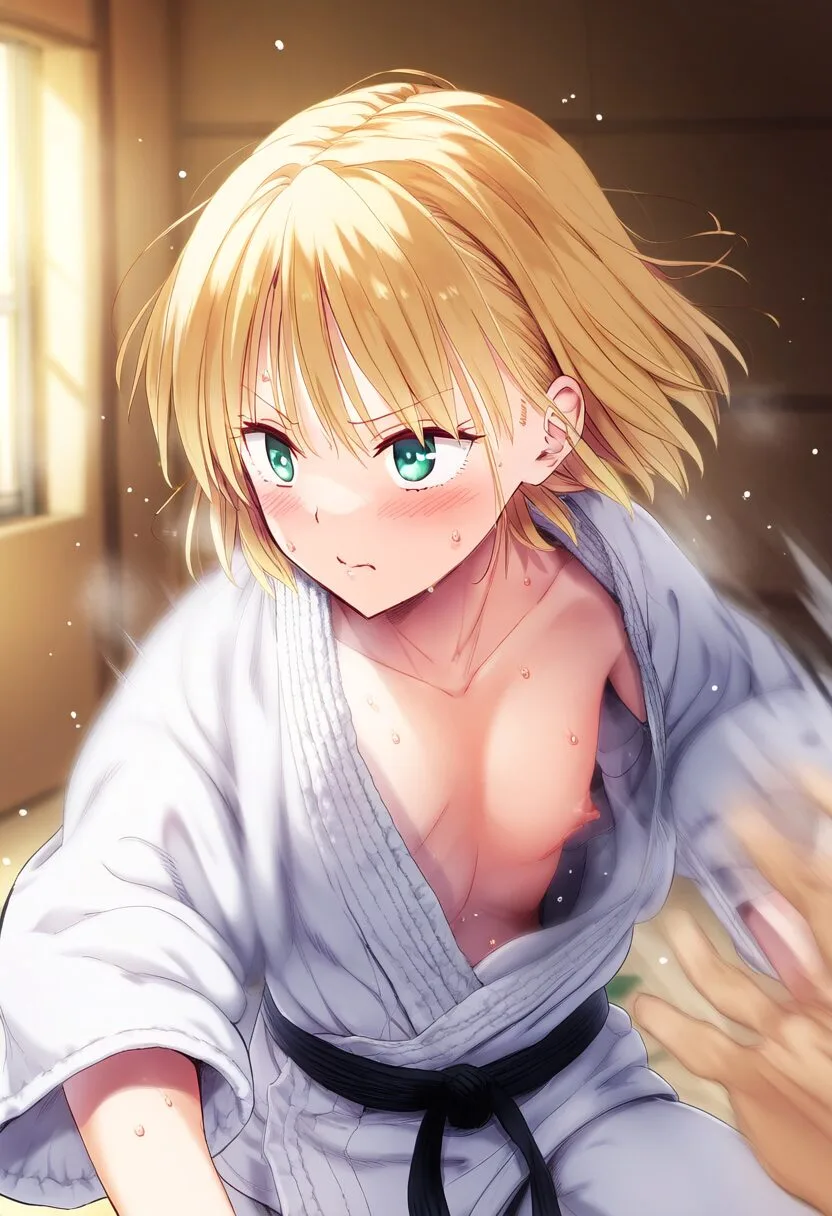 柔道中に胸ポロリな姫様