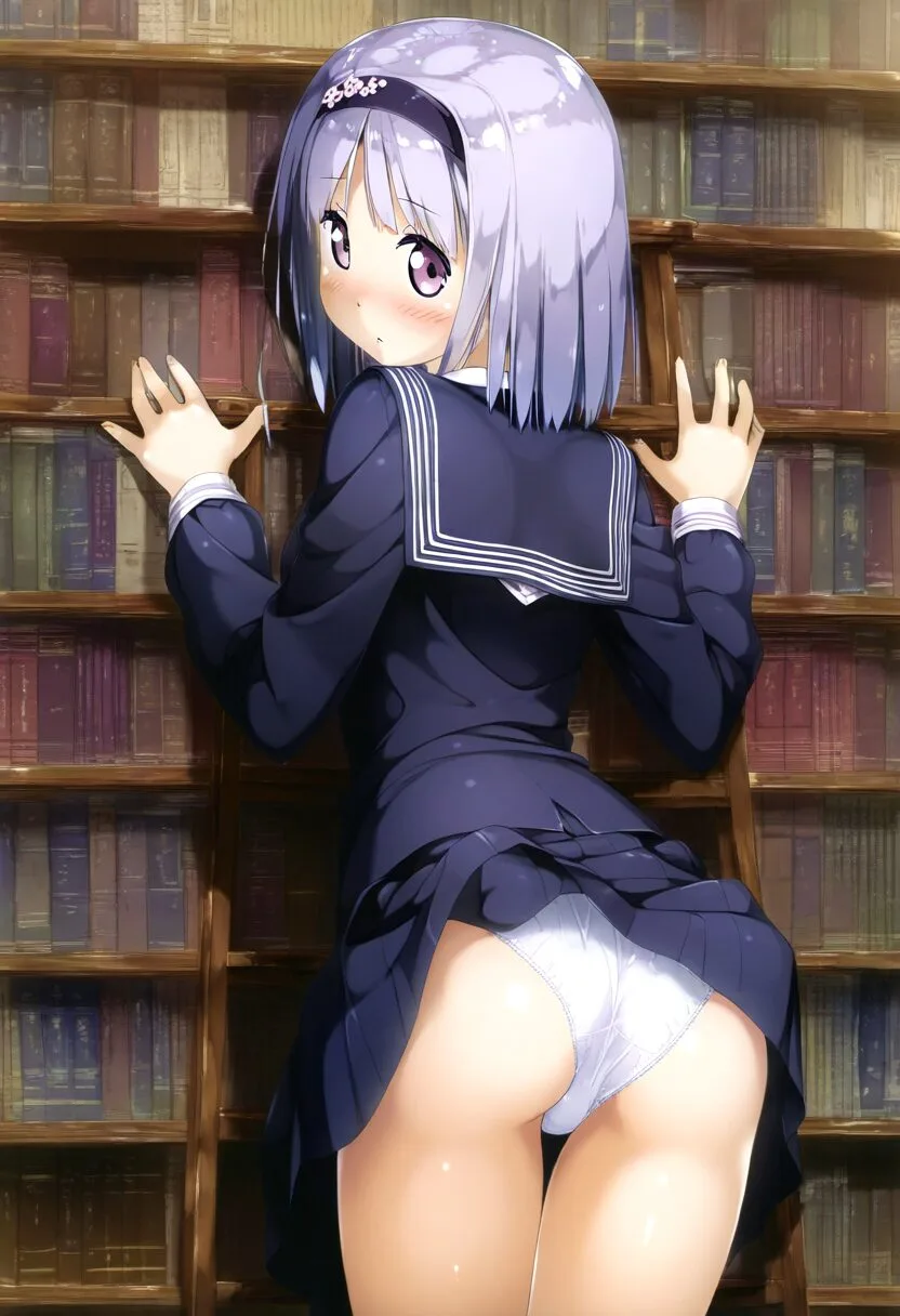 パンツ可愛いシルバーヘア女子