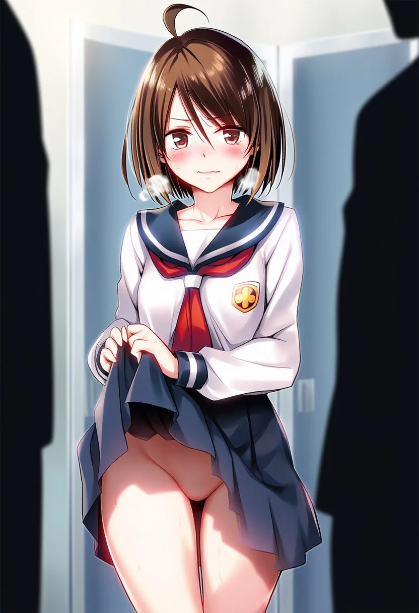 あおいは罰ゲームでたくし上げて、ノーパンである。