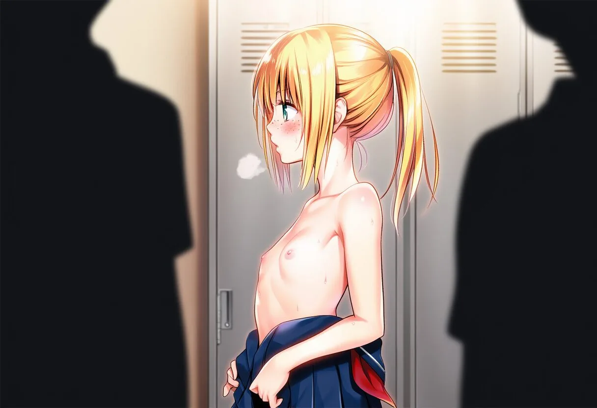 みんなの前でおっぱい晒す金髪ポニテ女子