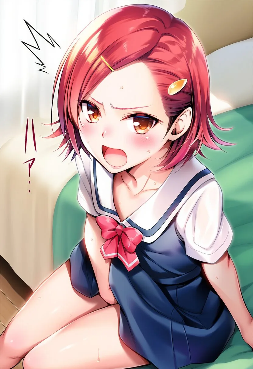 赤髪女子はオナニーしてるところを見られてしまった。