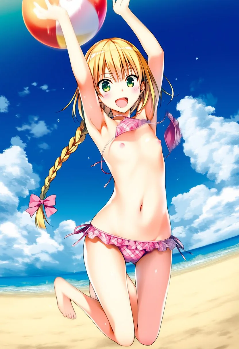 ポロリしちゃってる金髪ロングガール