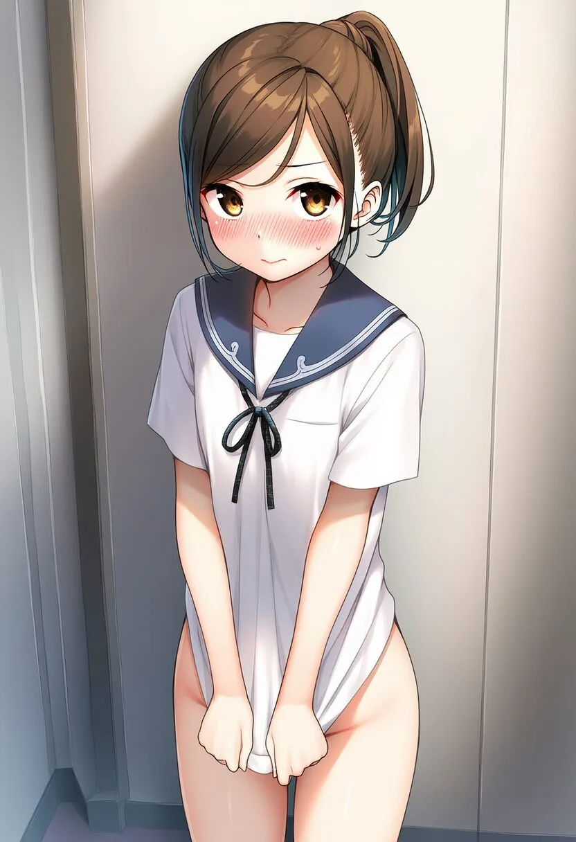 ボトムレスで廊下に立たされる幼馴染系女子