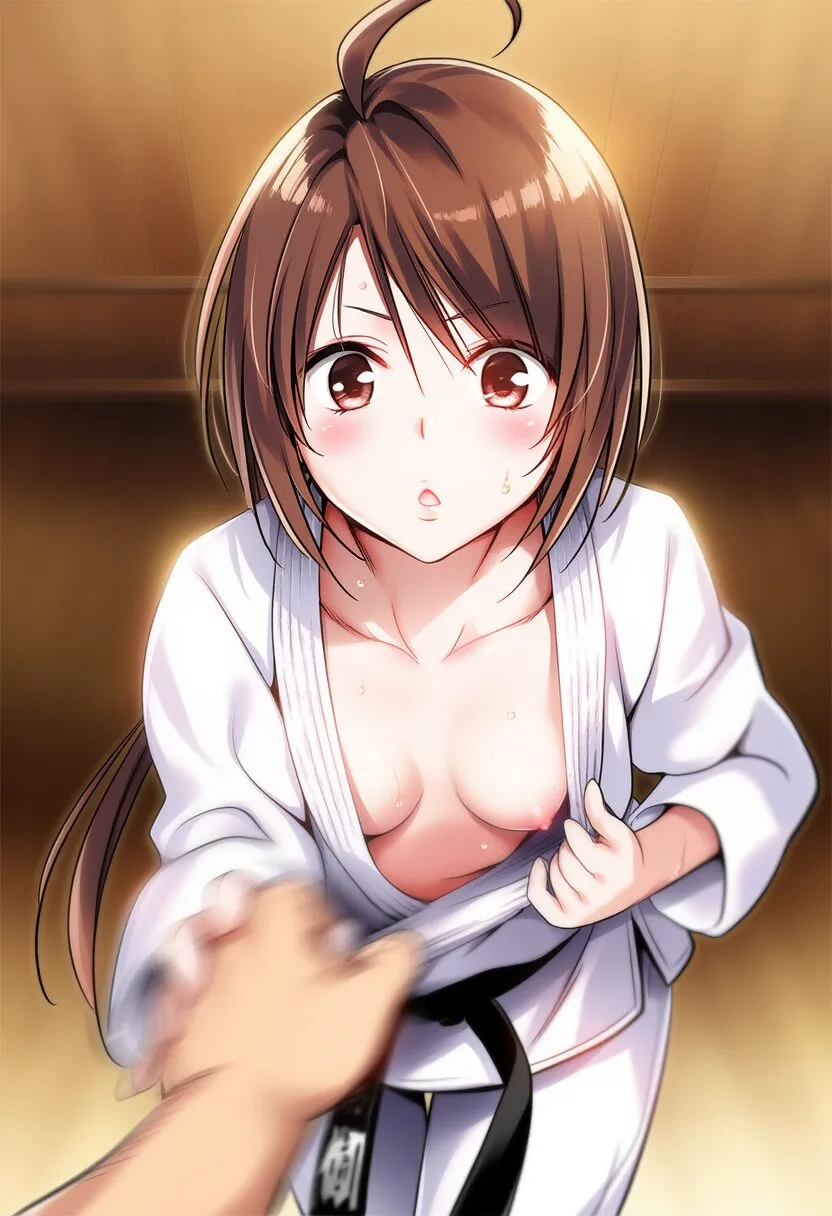 優しいお姉さんと柔道中におっぱいチラリ
