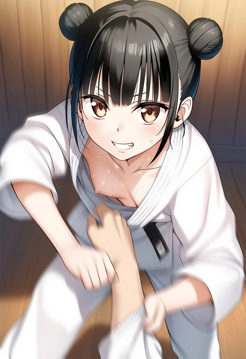 柔道中に胸ポロリな可愛らしい女子