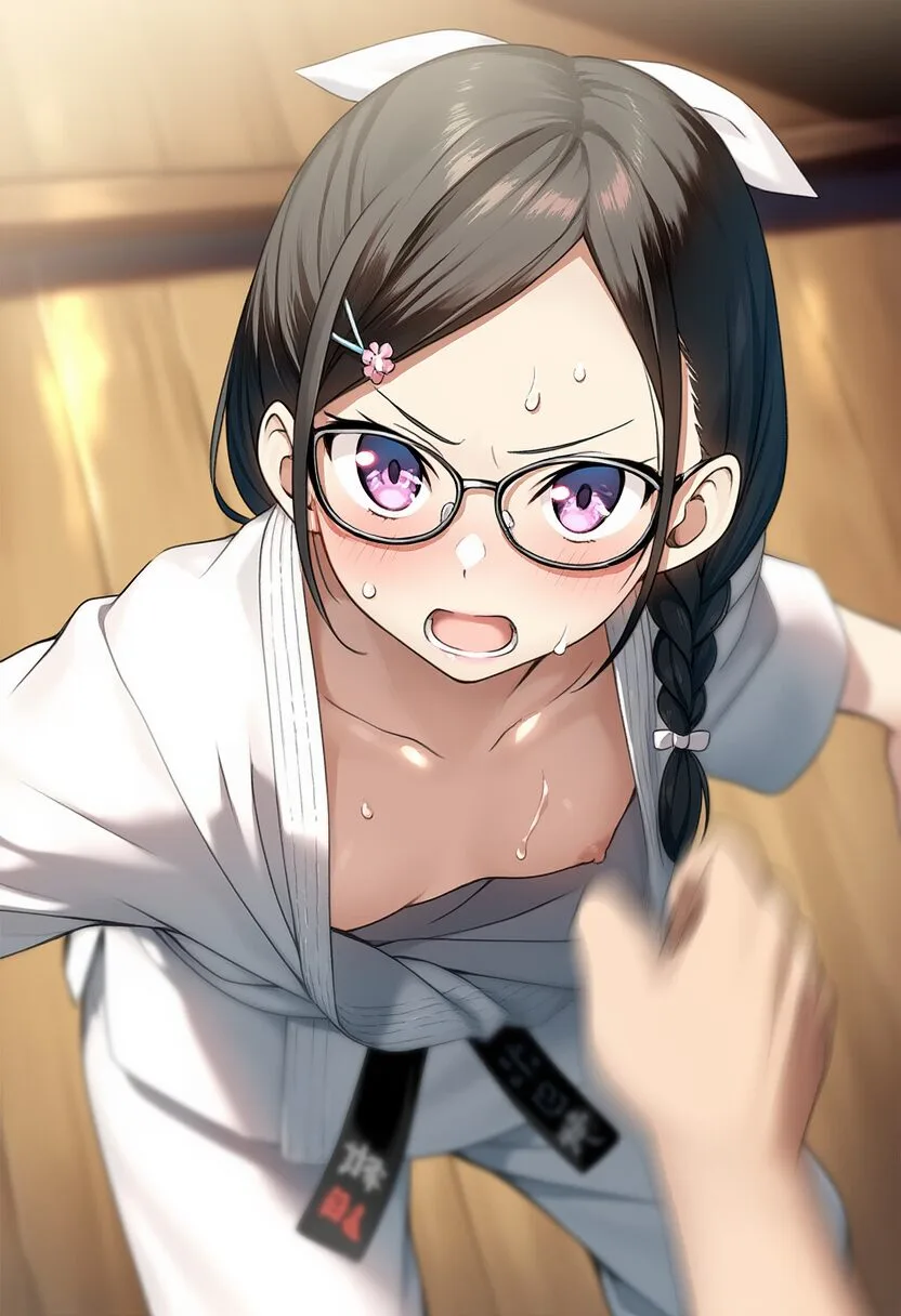 柔道中に乳首チラリする眼鏡委員長どの