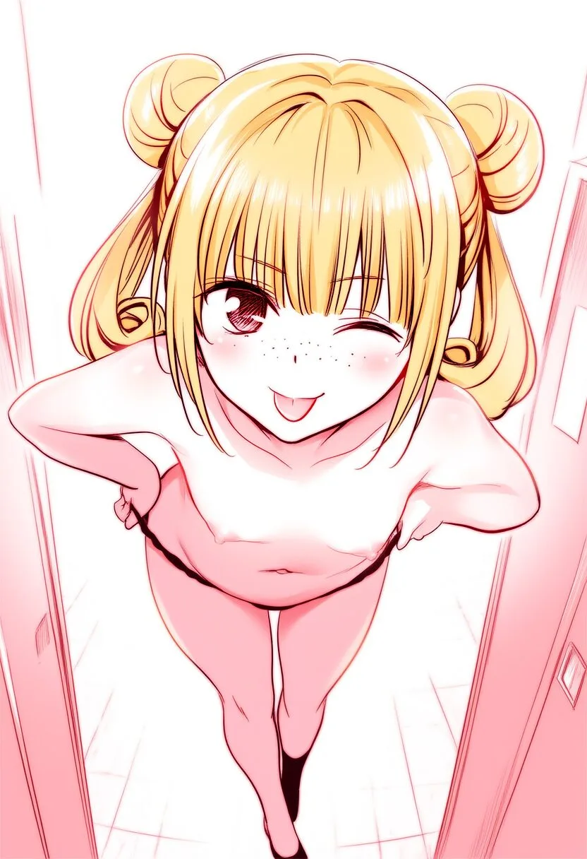 金髪ツインテール女子はイタズラな笑顔で脱いでる