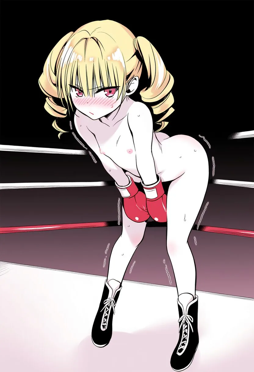 金髪ツインテール娘は全裸でボクシング