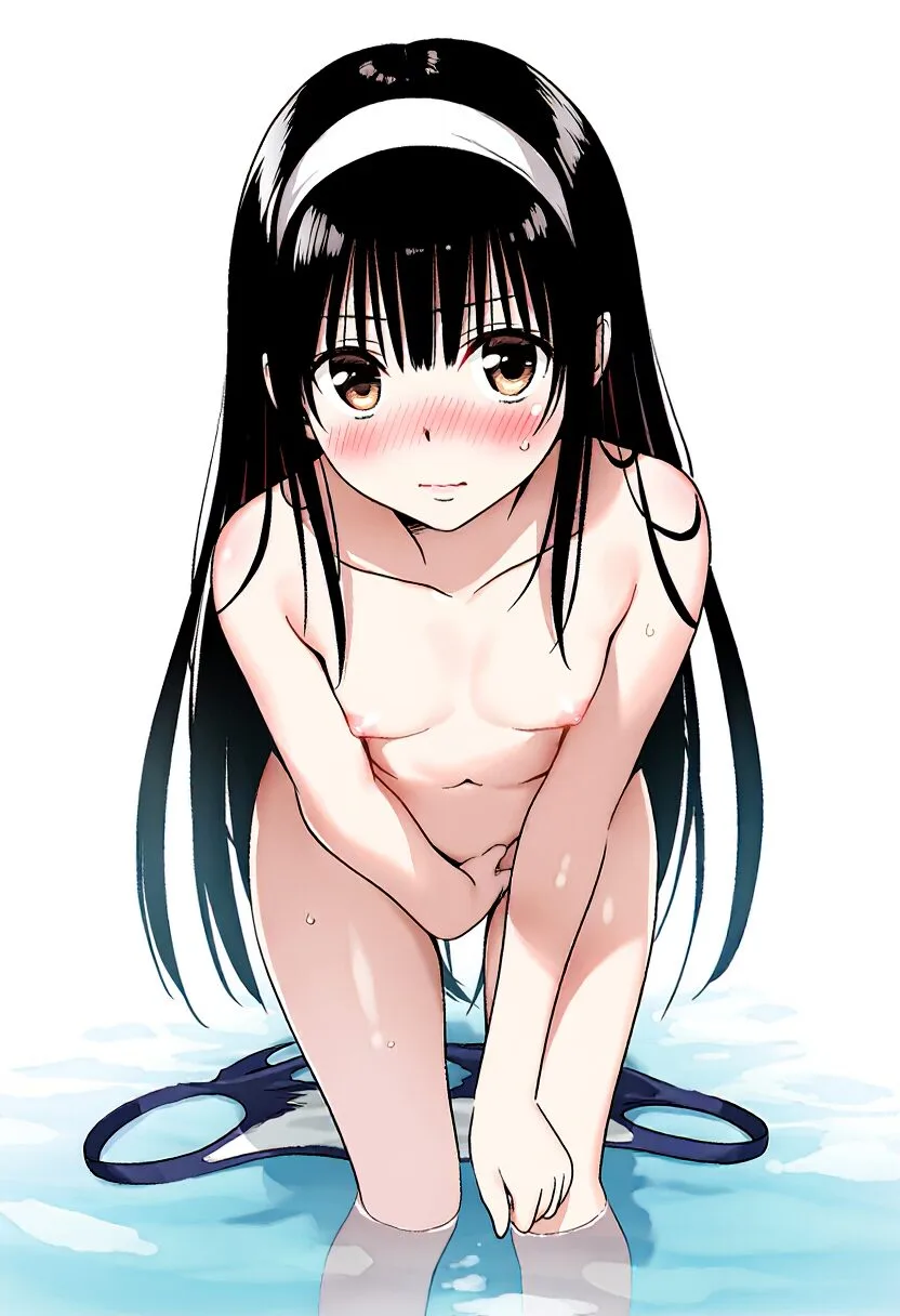 黒髪女子はプールで全裸になっちゃった