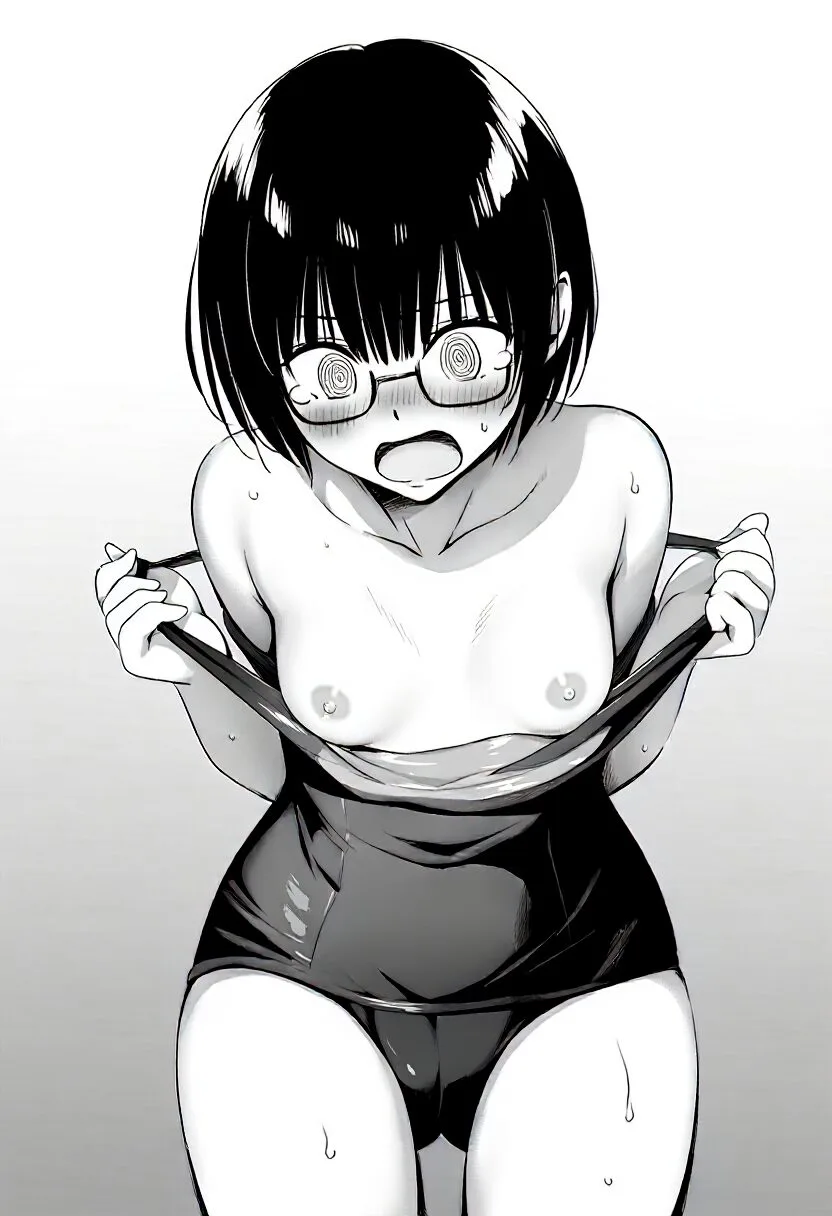 元気メガネ女子の水着が破れておっぱい丸見え