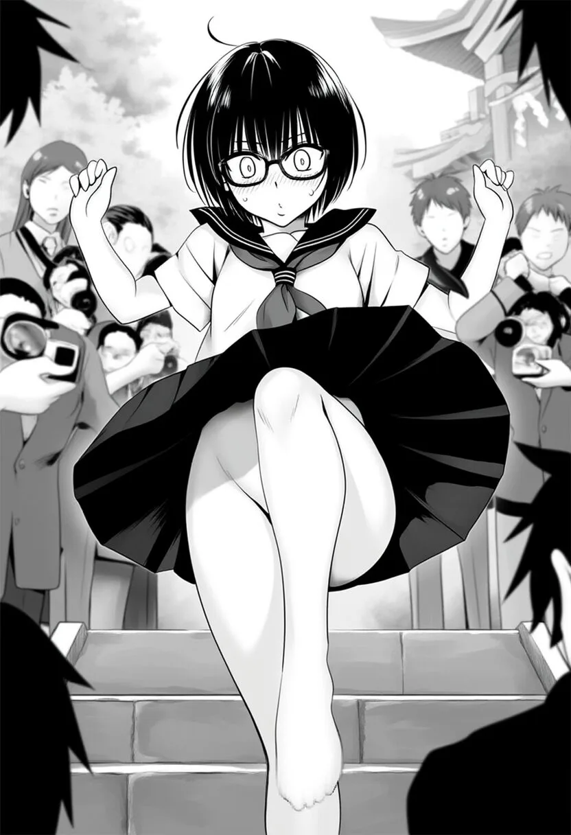 可愛らしいメガネの女の子はノーパンで撮影されている