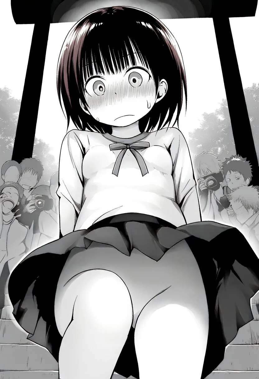 茶髪ぱっつん女の子はノーパンで撮影されている
