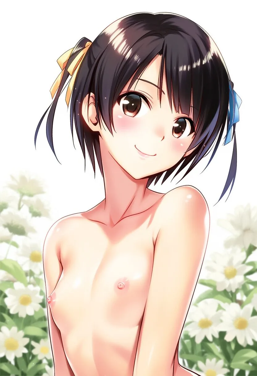 歌原は花に囲まれたところで全裸