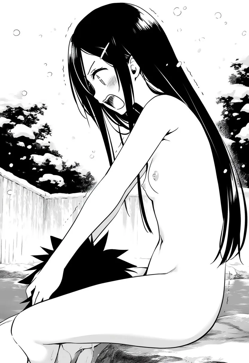 おでこの女の子は冬の温泉で臭われてしまう