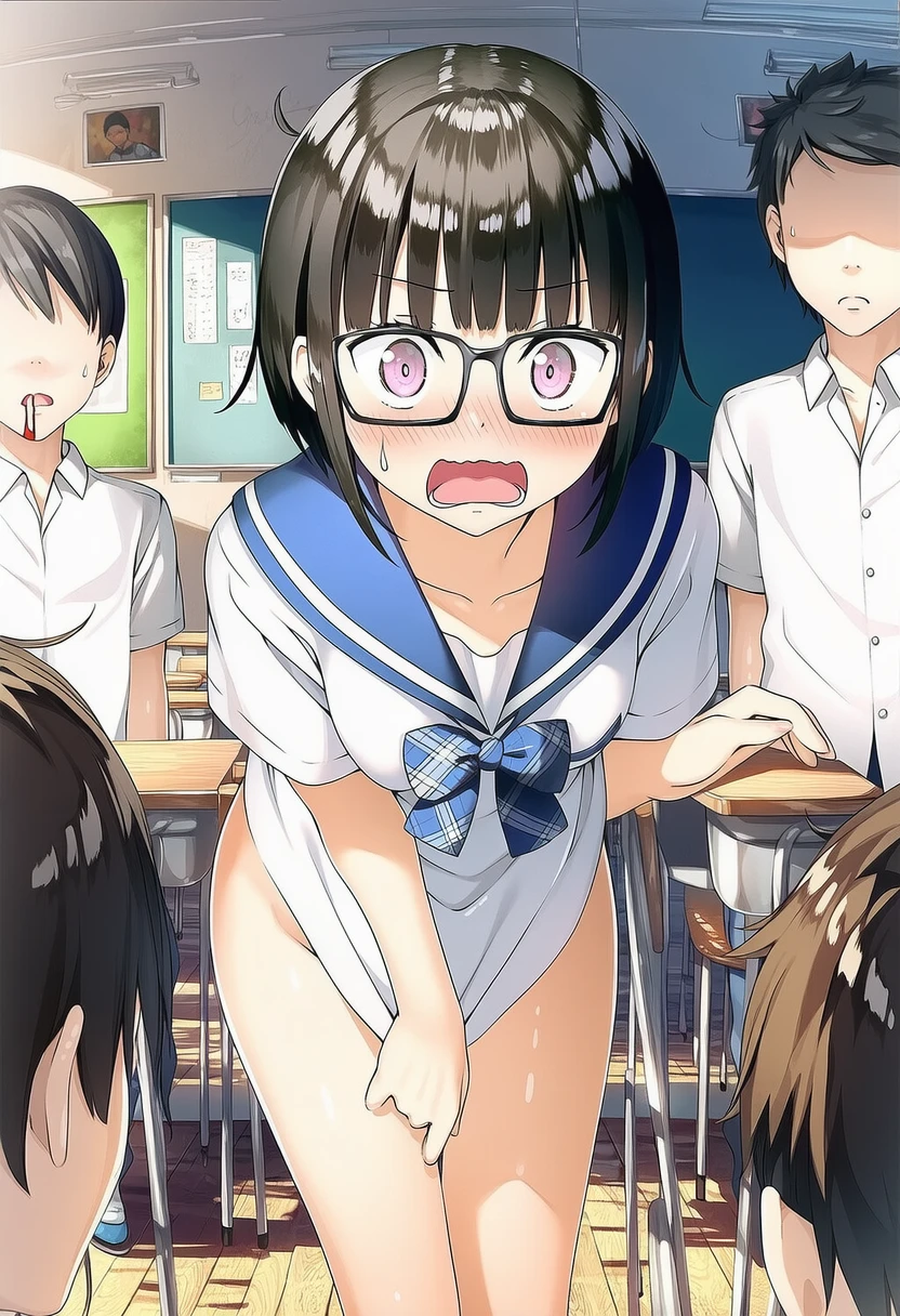 風羽みさき: school uniform, classroom, bottomless, nsfw, super embarrass