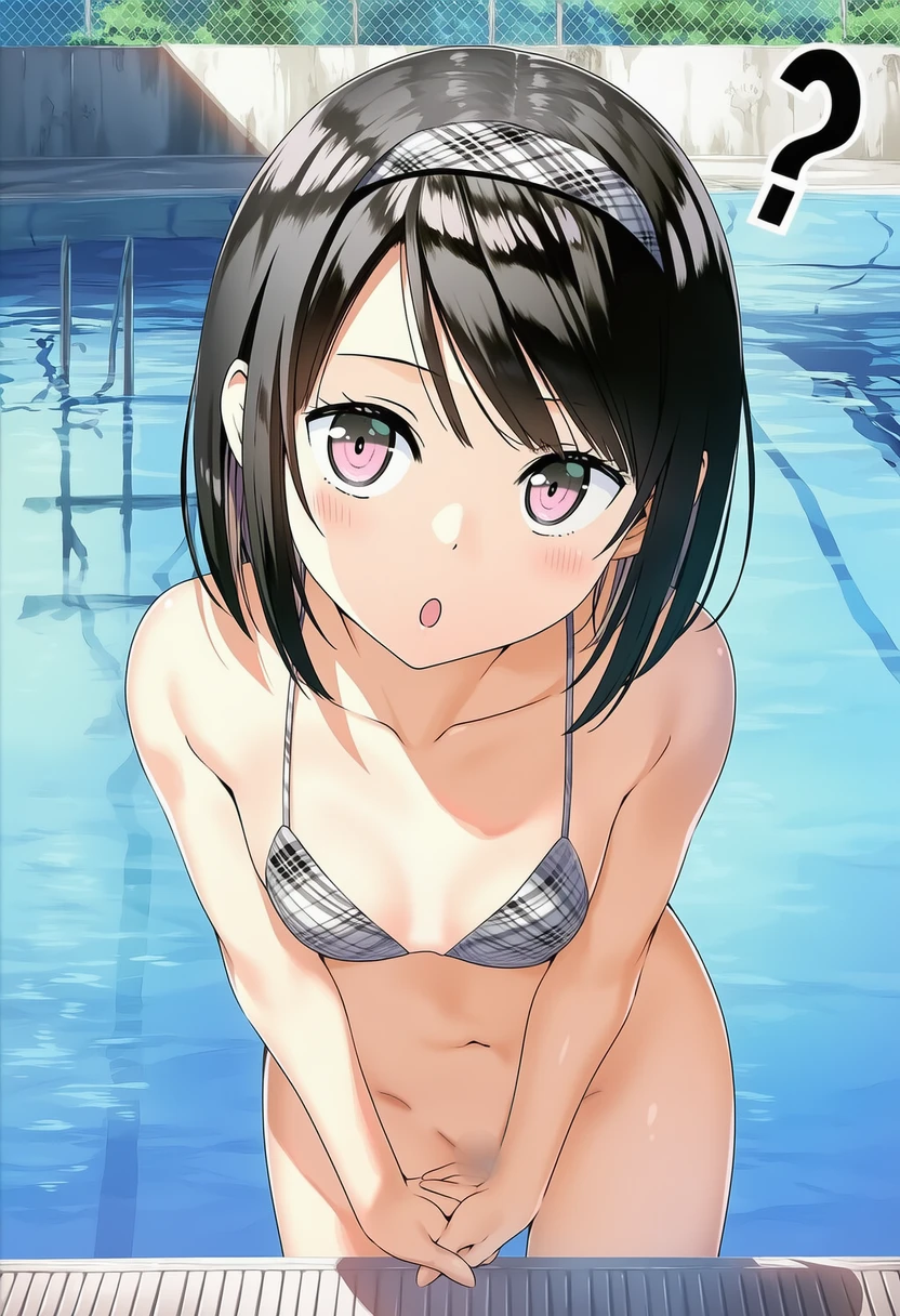 浮島ひなた: a girl, pool, bikini, bottomless, head tilt, nsfw, vagina, s