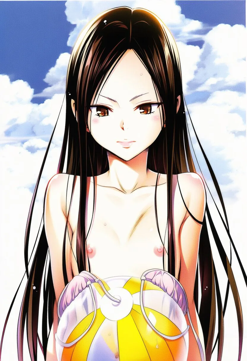 祈守ゆずは: a girl, Beach volleyball, untied bikini bra, nipples, jumpin