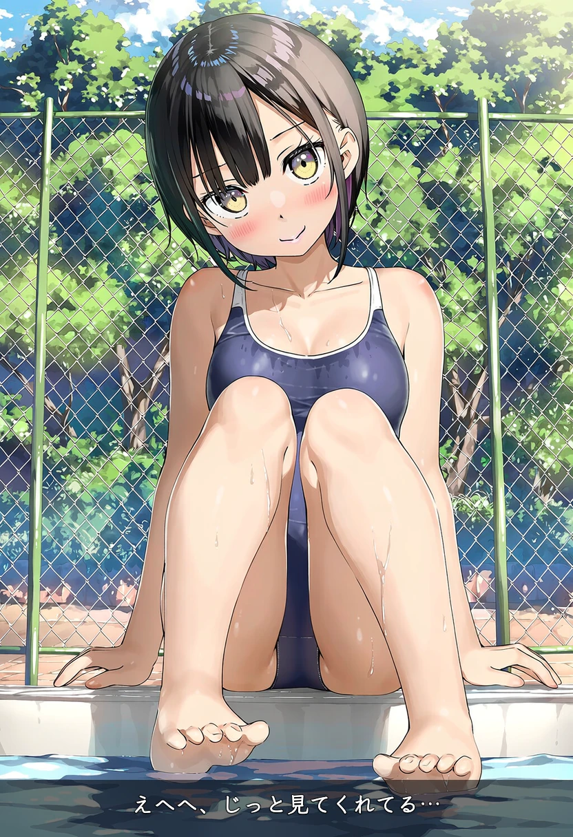  プールサイドでご機嫌なスク水の松井ひなこ